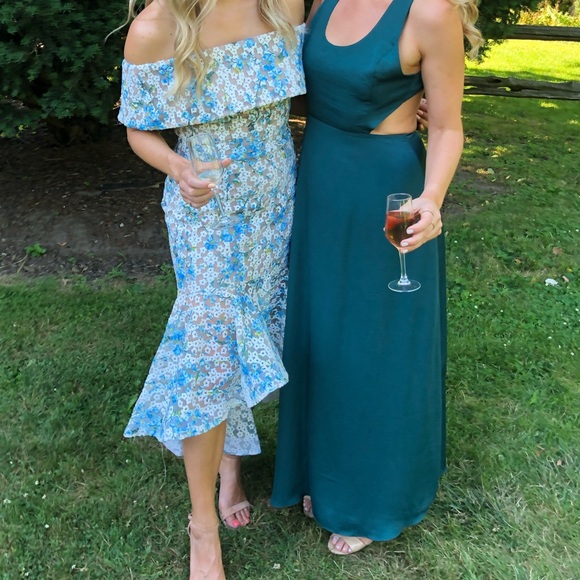 Light Blue Bronx and Banco Off the Shoulder Mermaid Dress - Picture 1 of 9